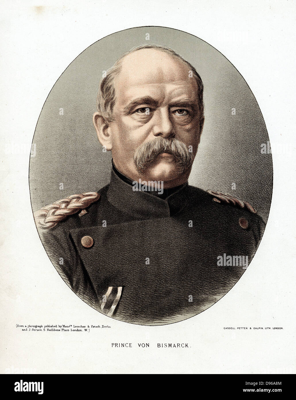 Otto Von Bismarck 1815 98 German Prussian Statesman Tinted Lithograph London C10 Stock Photo Alamy