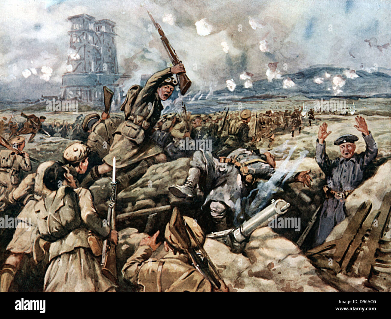 WW1 photo of French infantry charge out of trenches WW1 photo of French infantry charge out of trenches