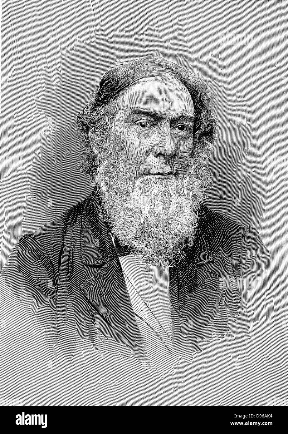 Alexander Dallas Bache (1806-67) American geophysicist; superintendent of US Coast Survey; great grandson of Benjamin Franklin. Engraving, New York, 1896. Stock Photo