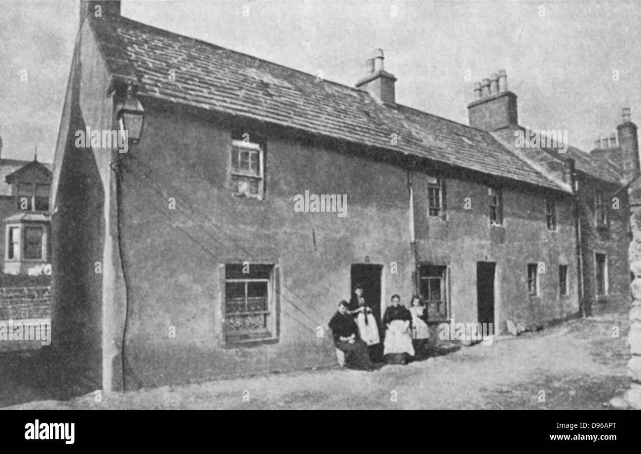 James Matthew Barrie (1860-1937) Scottish playwright and novelist; 'Peter Pan', 'The Admirable Crichton', 'Quality Street' among his best known works. House at Kirriemuir, Angus, where Barrie was born and which features in autobiographical novel 'A Window Stock Photo