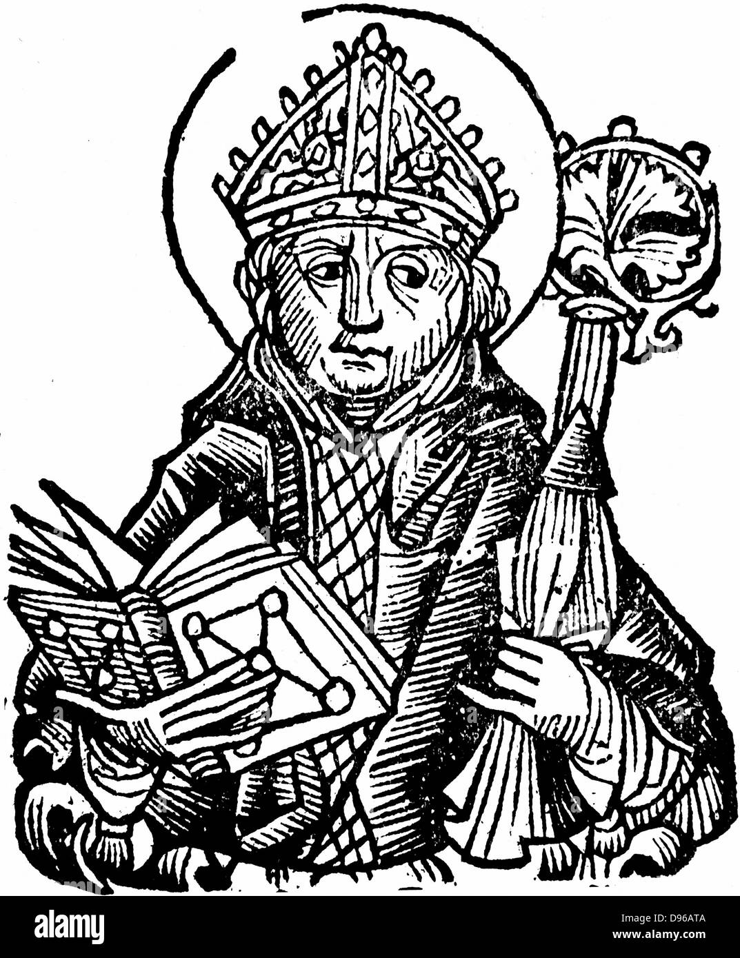 Thomas a Becket (1118-1170) English churchman, saint and martyr; Archbishop of Canterbury from 1162; murdered in Canterbury Cathedral. Woodcut from Hartmann Schedel 'Liber Chronicarum Mundi' (Nuremberg Chronicle) Nuremberg 1493. Stock Photo