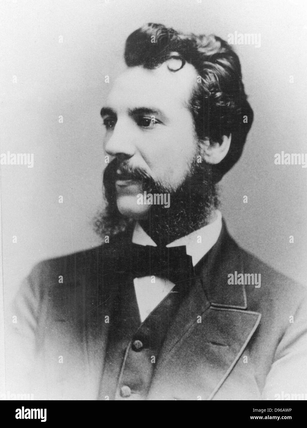 Alexander Graham Bell (1847-1922) Scottish-born American inventor; patented telephone 1876. Photograph of Bell as a young man. Stock Photo