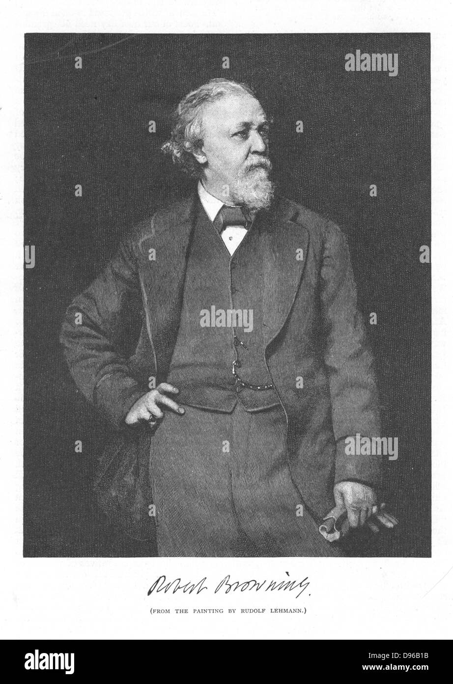 Robert Browning (1812-1889) English poet. From 'The Century Magazine', New York, 1882. Engraving. Stock Photo