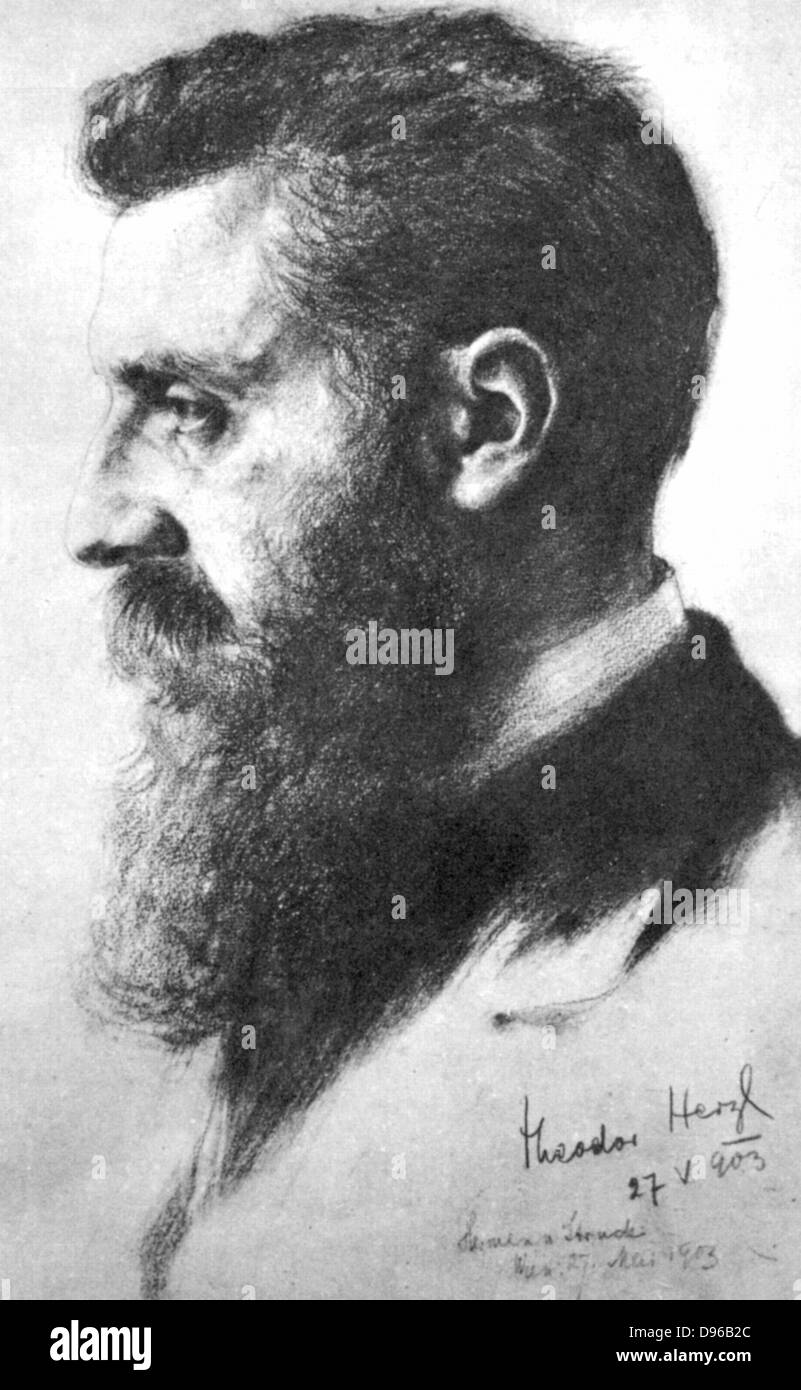 Theodor Herzl (1860-1904) Zionist leader. Convened first Zionist Congress, Basel 1897. Herzl in 1903 Stock Photo