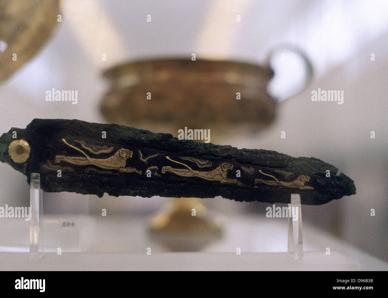 Mycenean dagger with lion decoration. c1450-c1100 BC Stock Photo