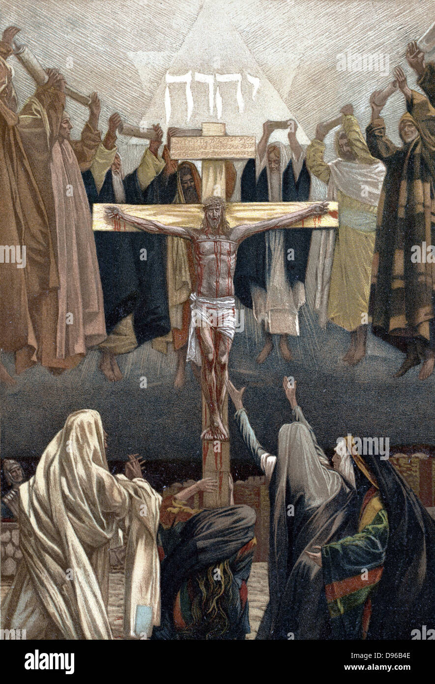It is Finished': Christ's last words from the Cross. Illustration by JJ Tissot for his 'The Life of our Saviour Jesus Christ' London c1890. Oleograph. Stock Photo