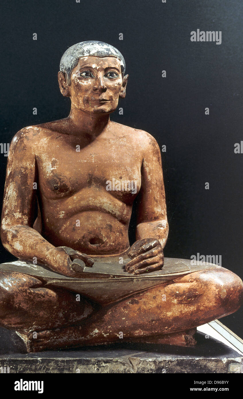 Seated scribe. Model, 5th Dynasty Stock Photo