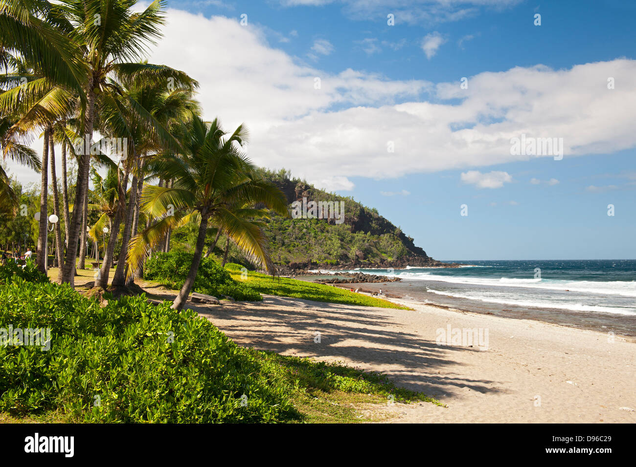 Grande Anse beach on the French island of Reunion in the Indian Ocean. Stock Photo