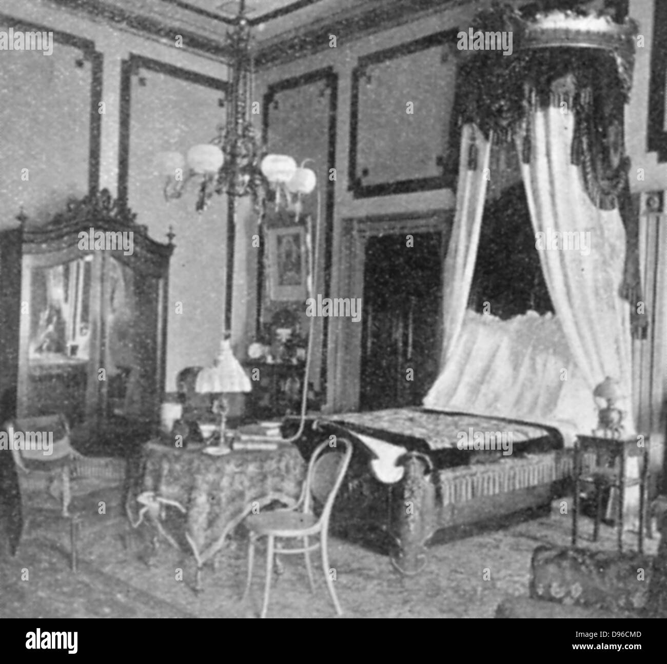 President William McKinley's state bedroom at the White House, Washington, c1901. Stock Photo