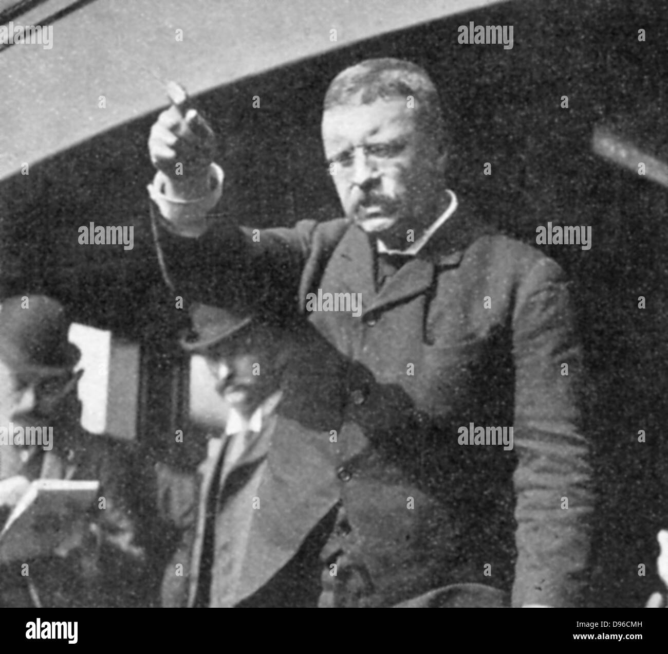 Theodore Roosevelt (1858-1919) addressing a meeting in New York State. Roosevelt became 26th president of USA after the assassination of McKinley in September 1901. Stock Photo