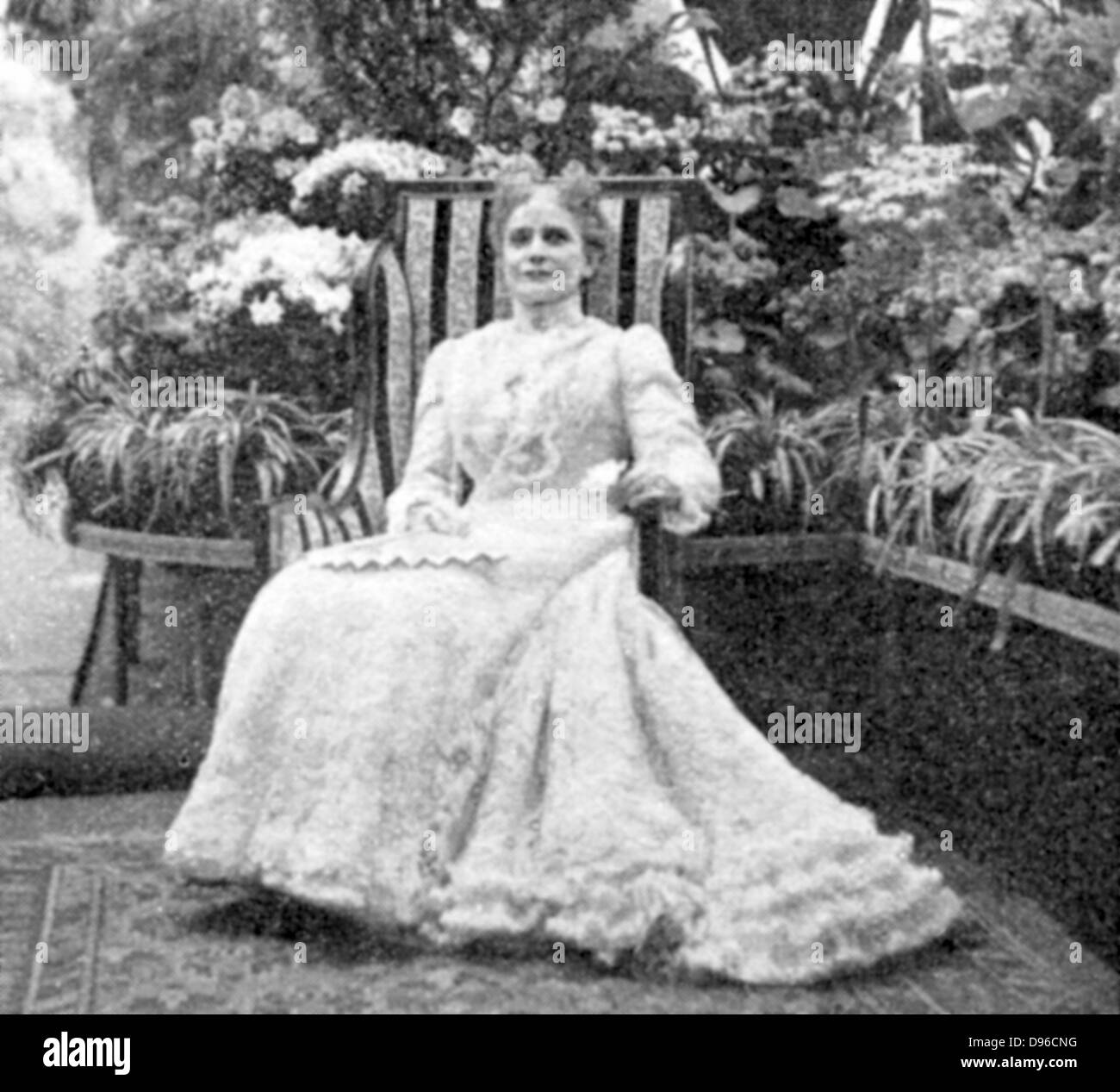 Wife of president William McKinley in the conservatory of the White House at Washington. Stock Photo