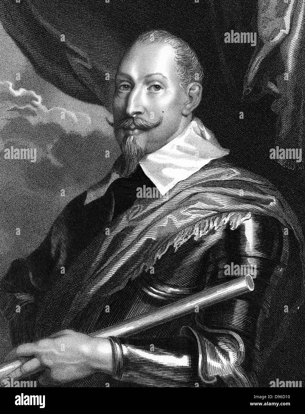 Gustav II Adolf (Gustavus Adolphus 1594-1632) King of Sweden from 1611. Leader of Protestants in Thirty Years War. Engraving after portrait by Van Dyck (Van Dyke). Stock Photo