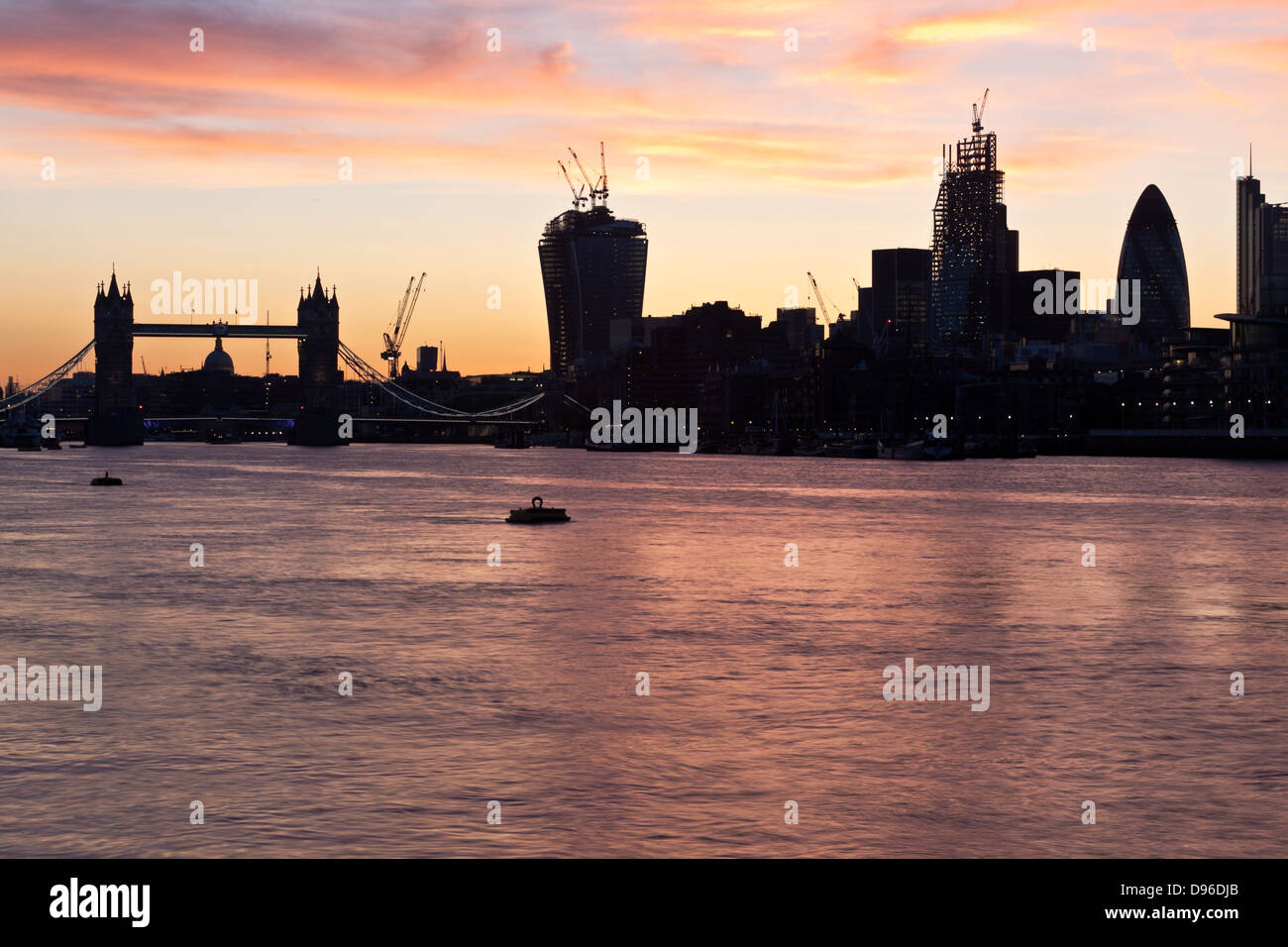 Silhouette of buildings in the City of London Stock Photo