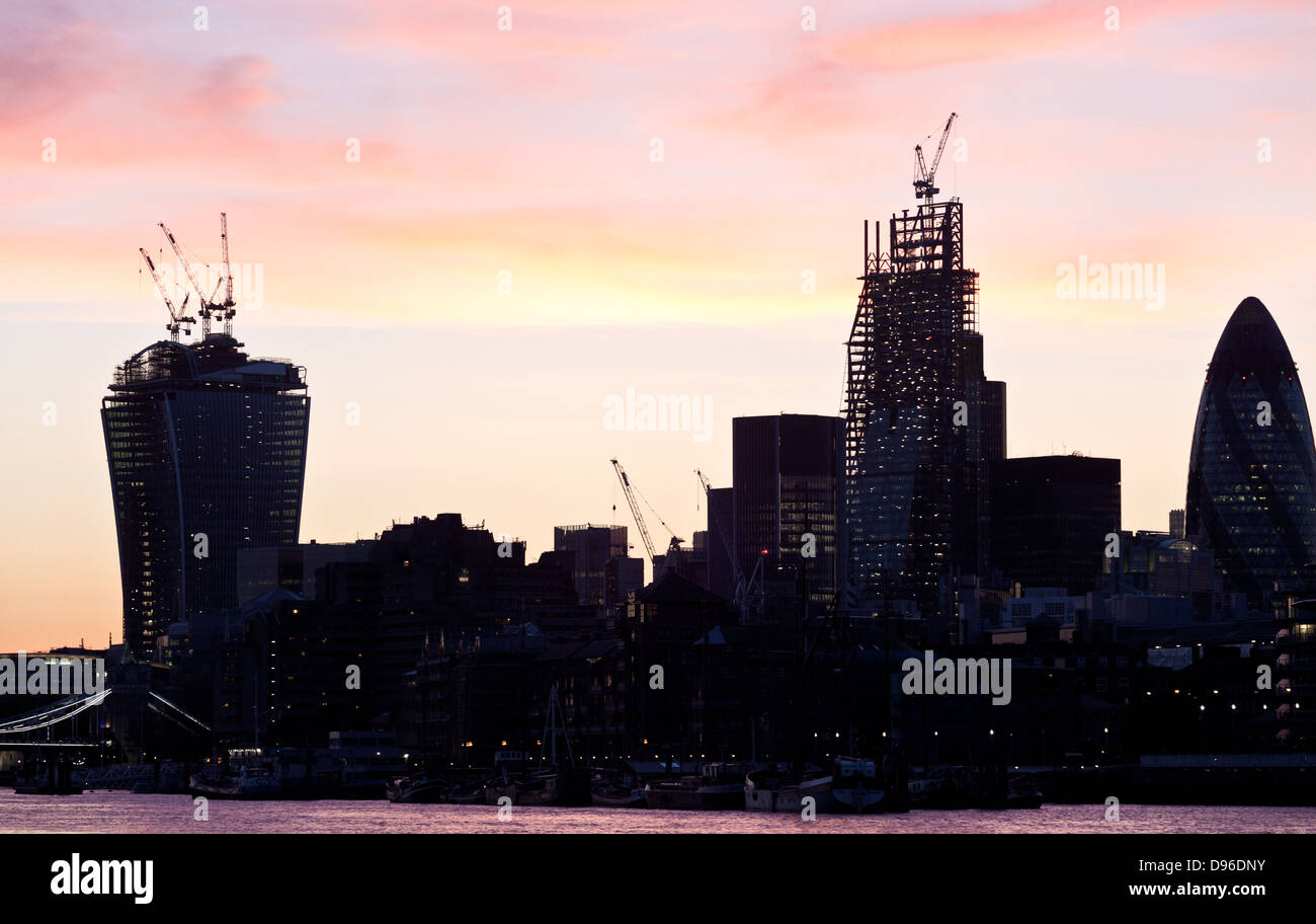 Silhouette of buildings in the City of London Stock Photo