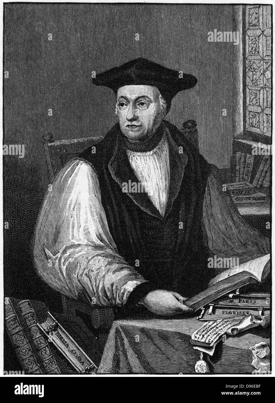 Matthew Parker (1504-1575), English prelate and second Anglican Archbishop of Canterbury from 1559. Engraving. Stock Photo