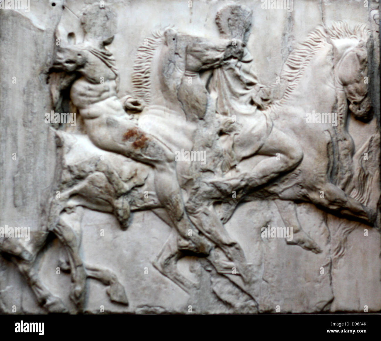 Detail from the South Frieze of the Parthenon, Athens. Showing 6 horsemen and their horses. Greek, circa 443-438 BC Stock Photo