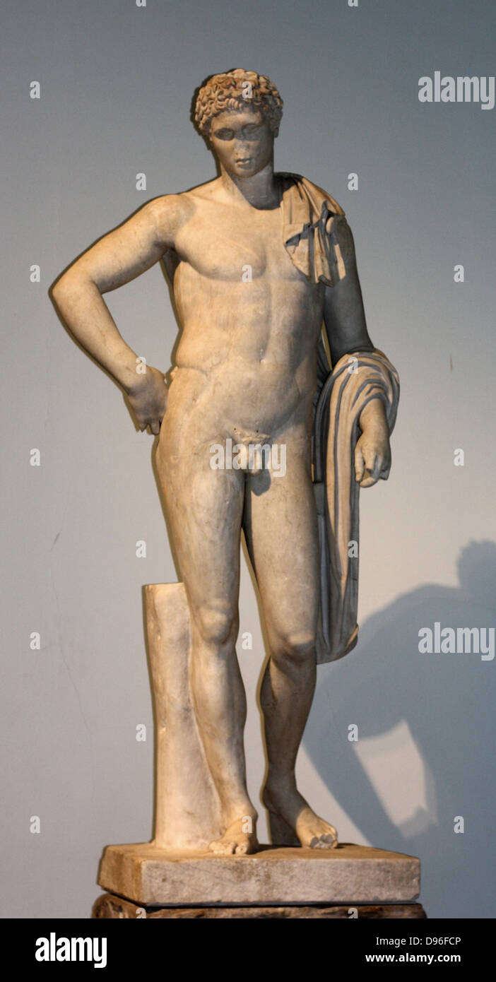 'Kew Gardens Hermes'. Statue of Hermes, the patron god of the gymnasium. Roman, 1st century AD copy of a Greek original from 330-300 BC. Stock Photo