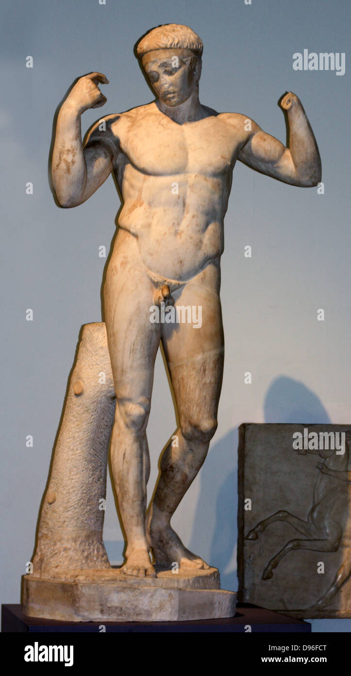 'Kew Gardens Hermes'. Statue of Hermes, the patron god of the gymnasium. Roman, 1st century AD copy of a Greek original from 330-300 BC. Stock Photo