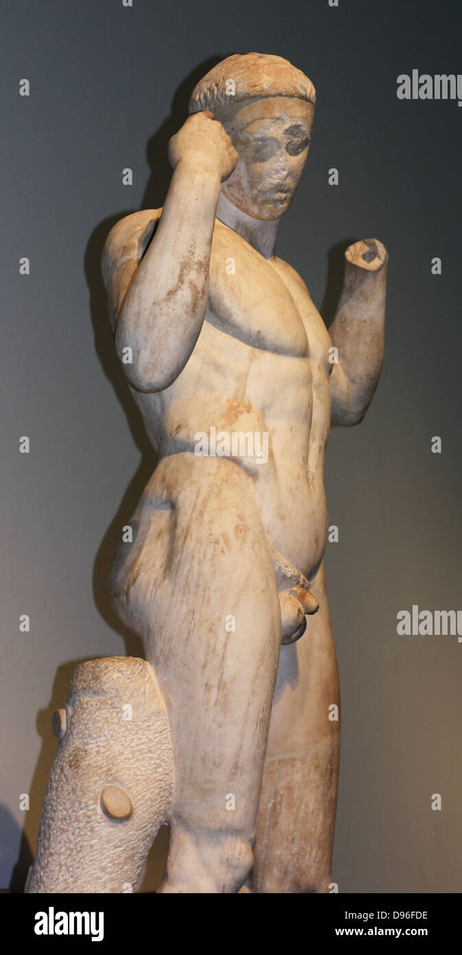 'Kew Gardens Hermes'. Statue of Hermes, the patron god of the gymnasium. Roman, 1st century AD copy of a Greek original from 330-300 BC. Stock Photo