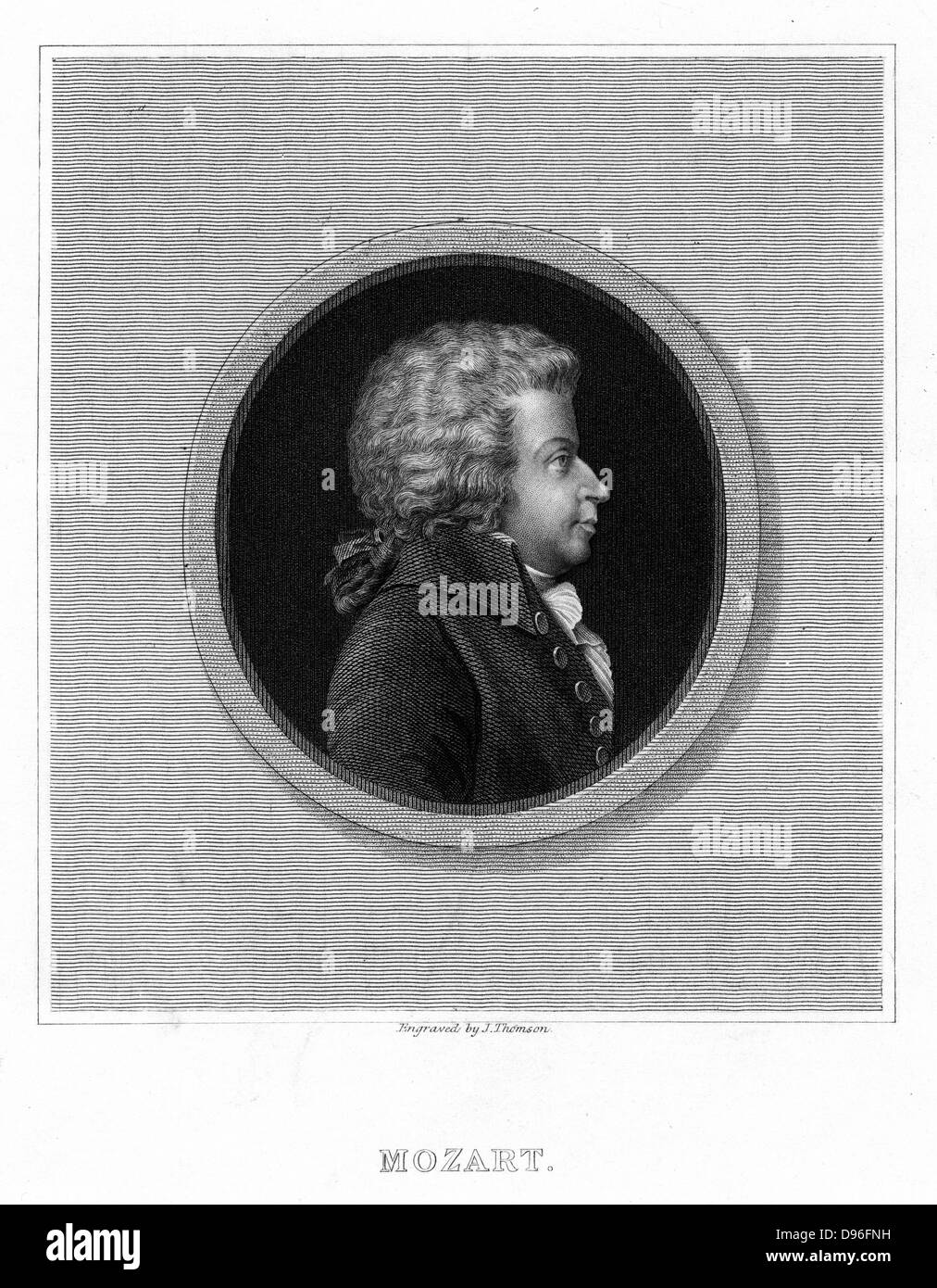 Wolfgang Amadeus Mozart (1756-1791), Austrian composer. From 'The Gallery of Portraits' by Charles Knight. (London, 1837). Stock Photo