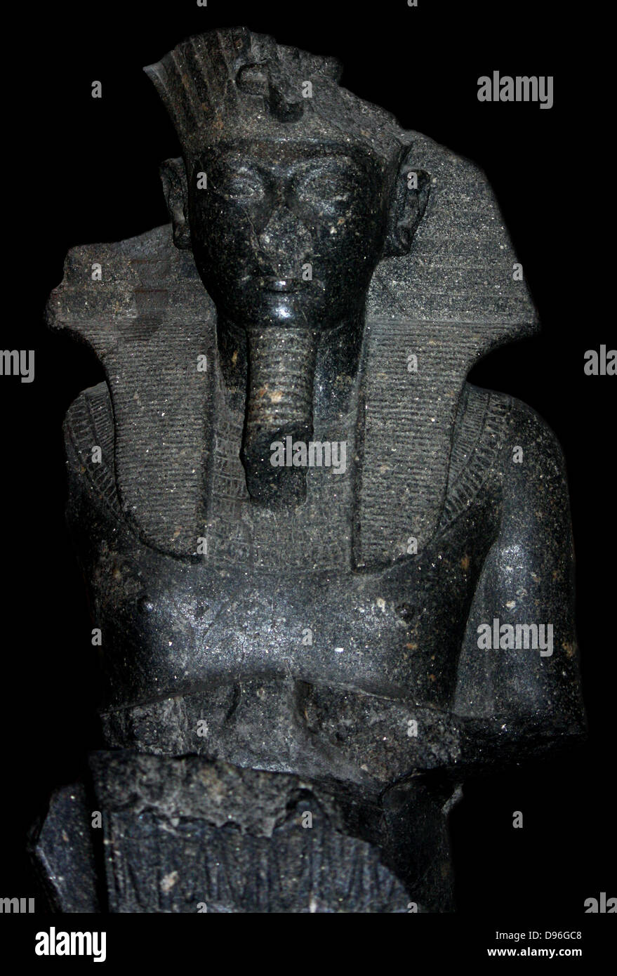 Schist Statue of Tutankhamen, usurped by Horemheb. 18th Dynasty (approx. 1330 BC) probably from Thebes. Stock Photo