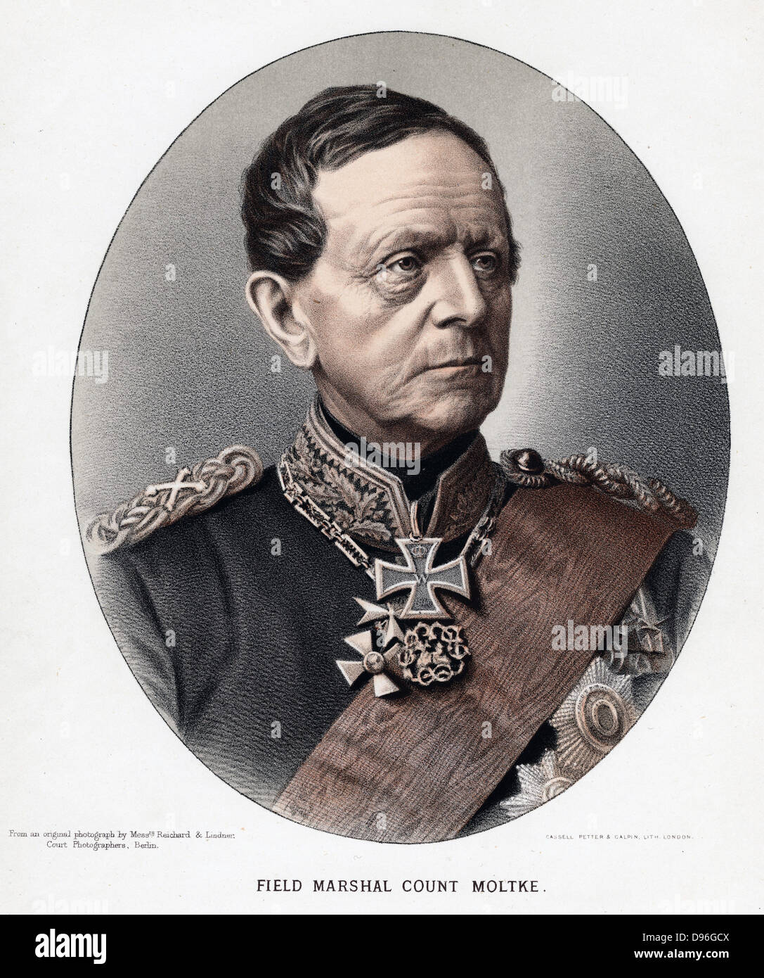 Helmut Karl Bernard, Count von Moltke (1800-1891) Prussian/German general and statesmasn. Tinted lithograph published c1880 Stock Photo
