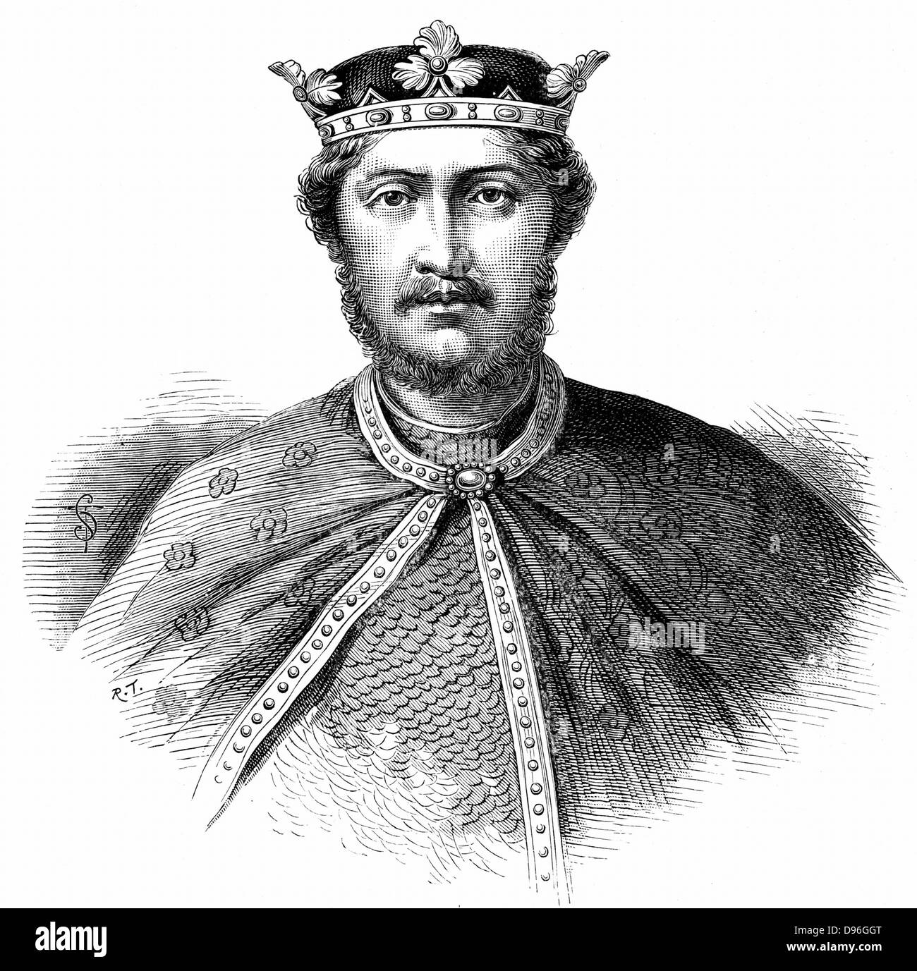 Richard I, Coeur de Lion, (1157-1199)  son of Henry II and Eleanor of Aquitaine, reigned as King of England (1189-1199). Second of the Angevin (Plantagenet) kings of England. Wood engraving c1880. Stock Photo