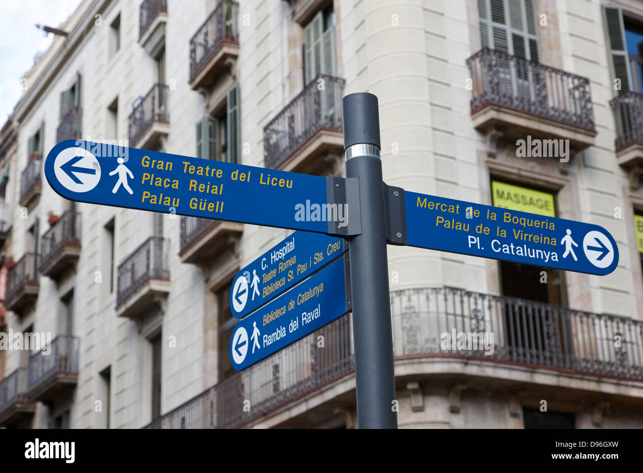 tourist direction signs signpost la rambla barcelona ...