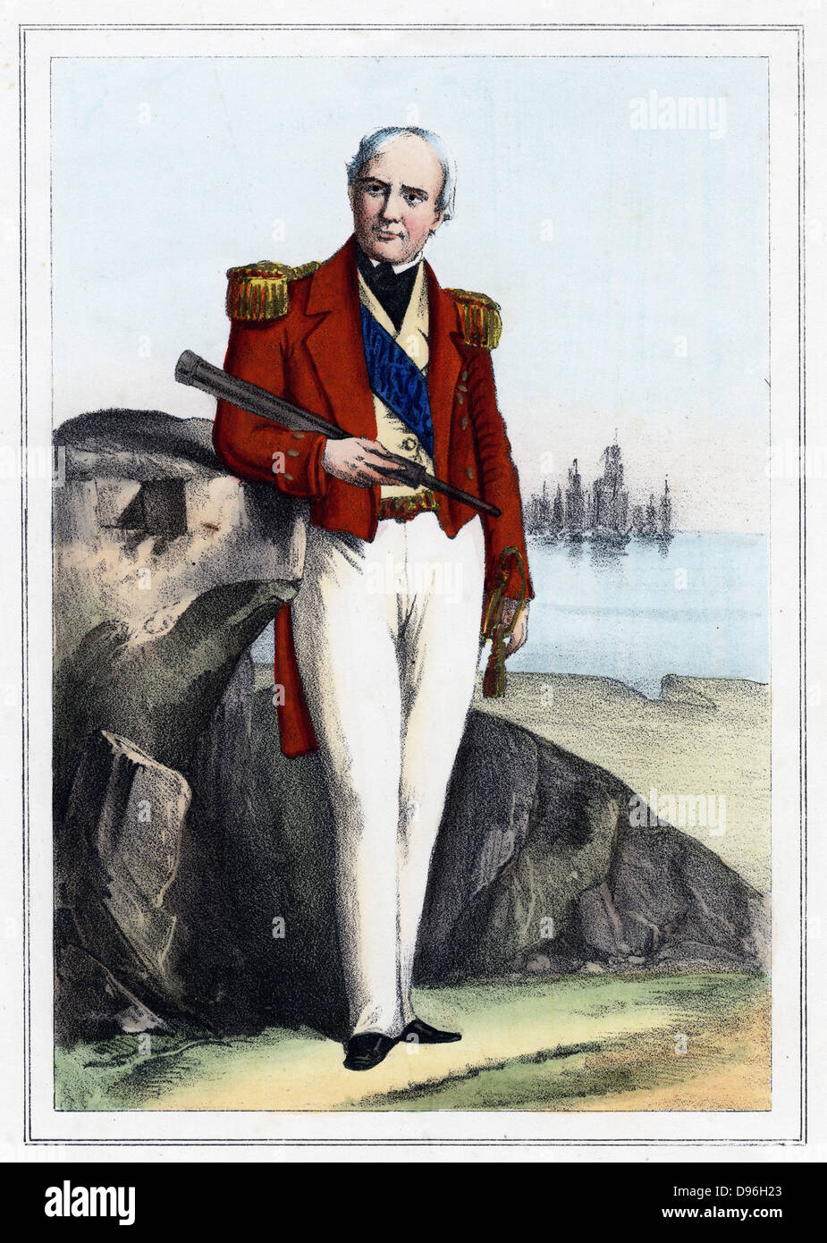 Edmund Lyons, lst Baron Lyons (1790-1858) British naval commander, 1857. Rear-Admiral of British fleet in Black Sea during Crimean (Russo-Turkish) War 1853-56. Coloured lithograph Stock Photo
