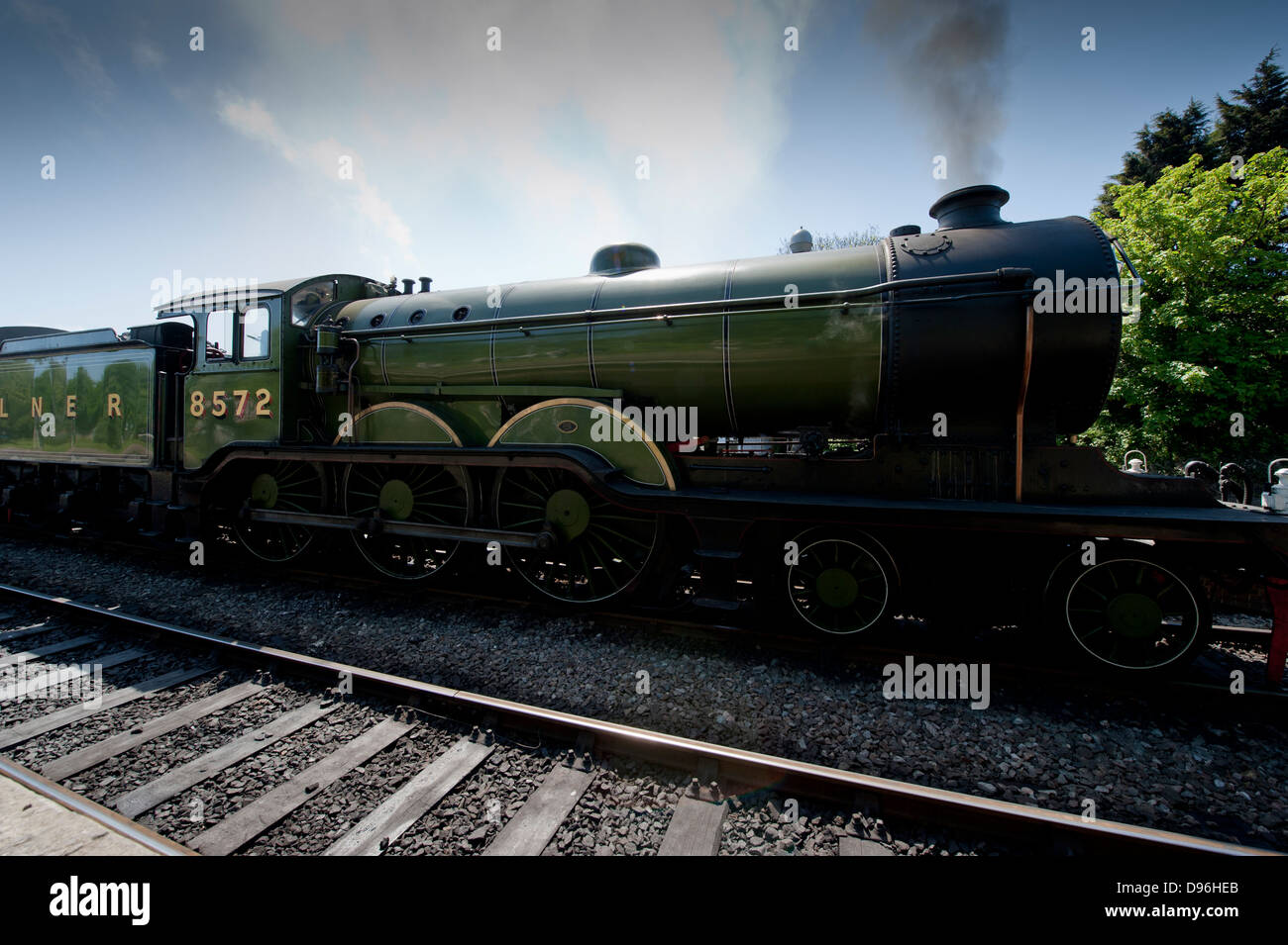 Vintage steam rail transport. Stock Photo