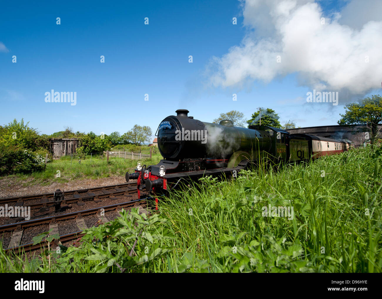 Vintage steam rail transport. Stock Photo