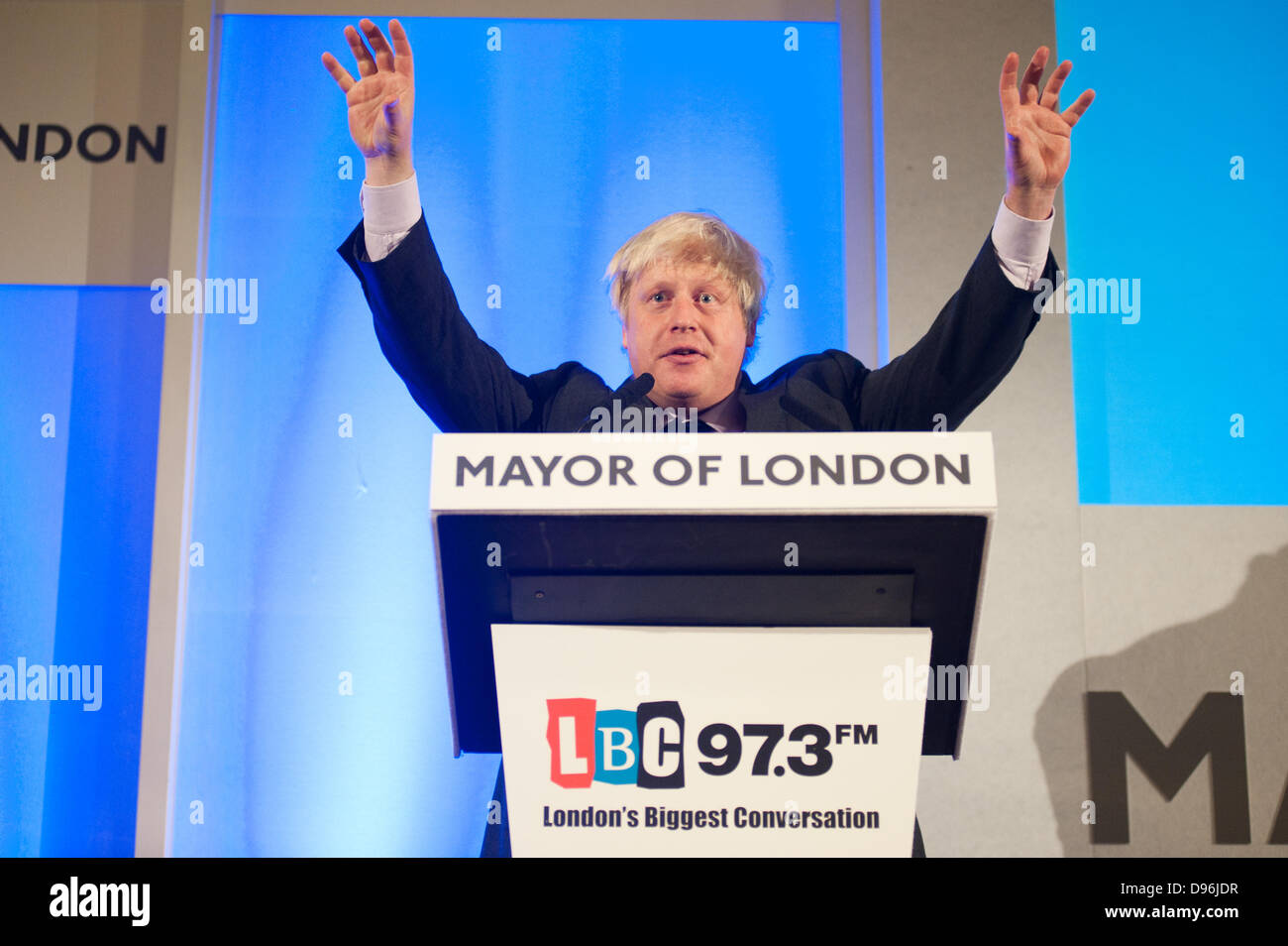 London, UK. 12th June 2013. The Mayor of London Boris Johnson answers questions of Londoners about the capital at the annual State of London Debate. Credit:  Piero Cruciatti/Alamy Live News Stock Photo