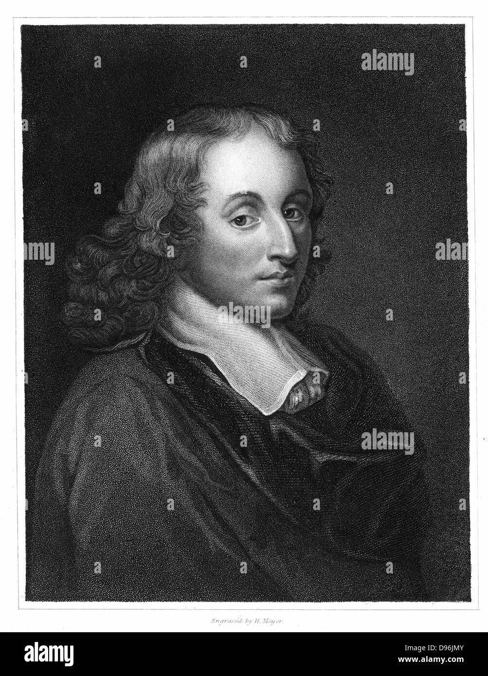 Blaise Pascal (1623-62) French philosopher, mathematician, physicist and theologian. Steel engraving c1830. Stock Photo