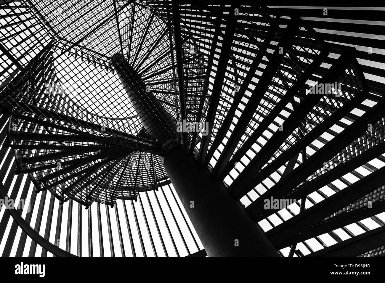 Metal modern spiral staircase details Stock Photo