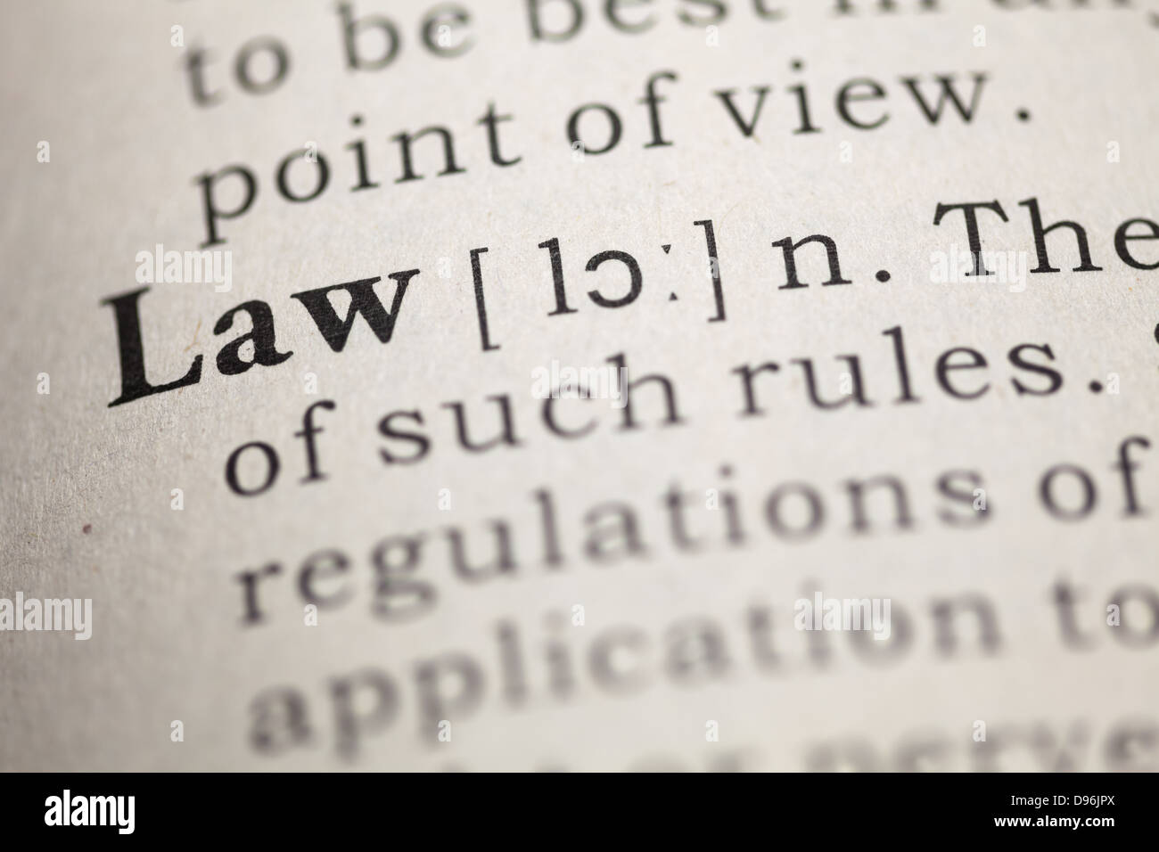Dictionary definition of the word law Stock Photo Alamy