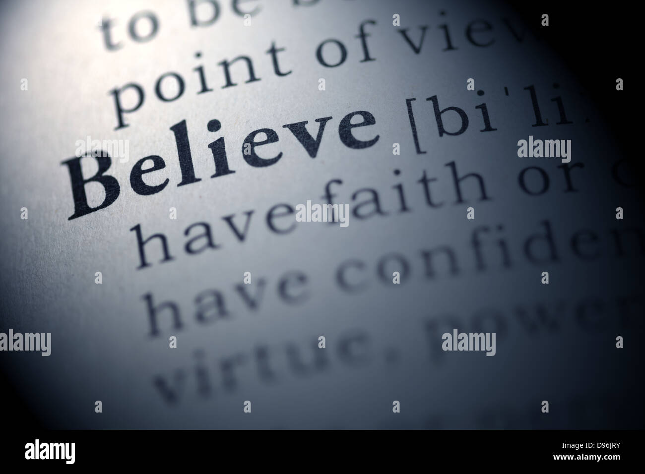 Dictionary definition of the word believe Stock Photo Alamy