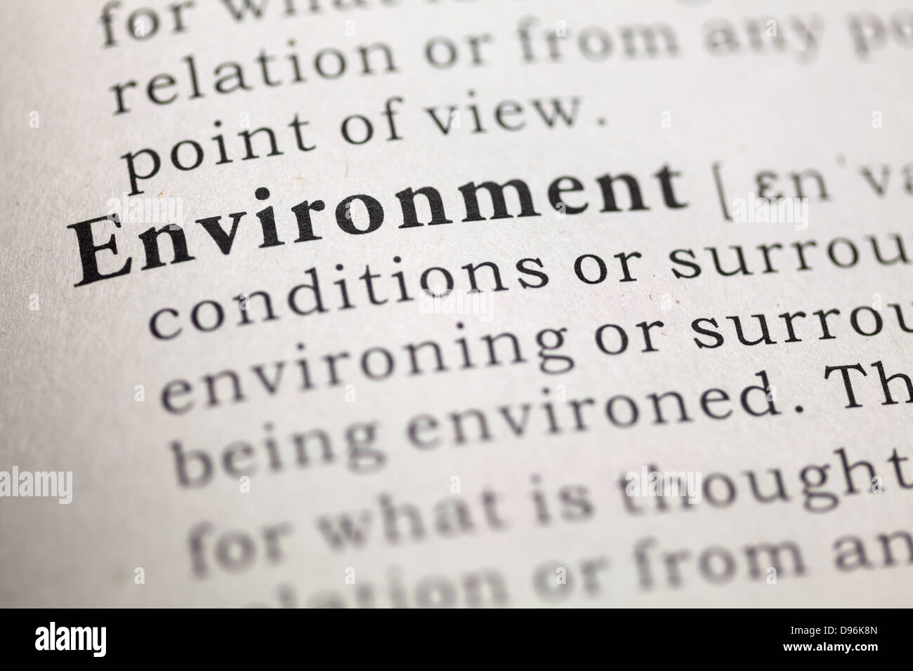 Dictionary definition of the word Environment Stock Photo Alamy