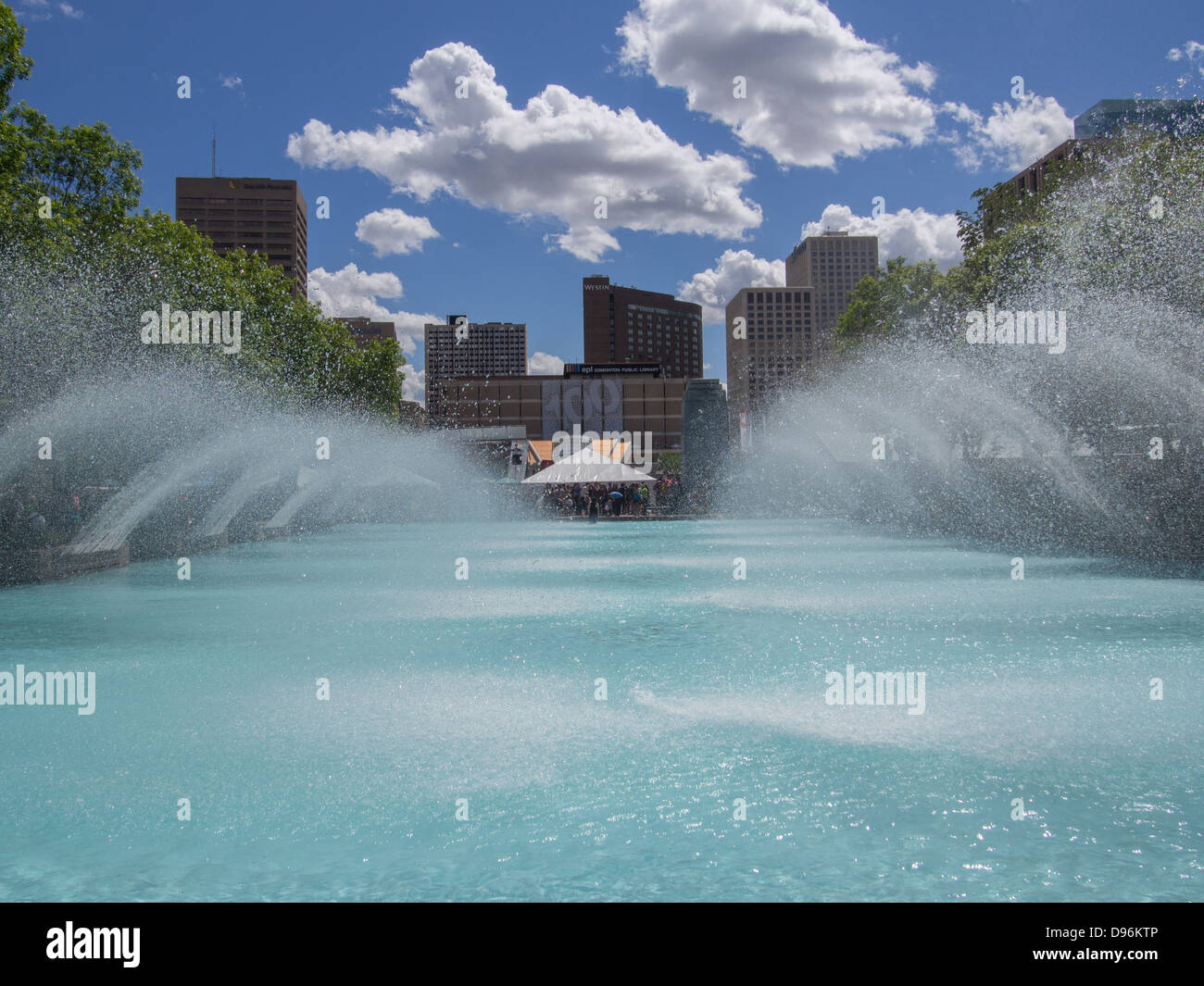 city of Edmonton city hall water fountain in summer Stock Photo Alamy