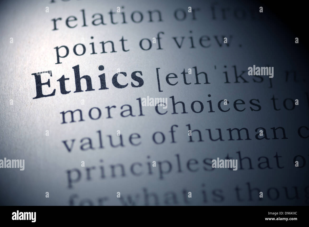 Dictionary definition of the word Ethics Stock Photo Alamy