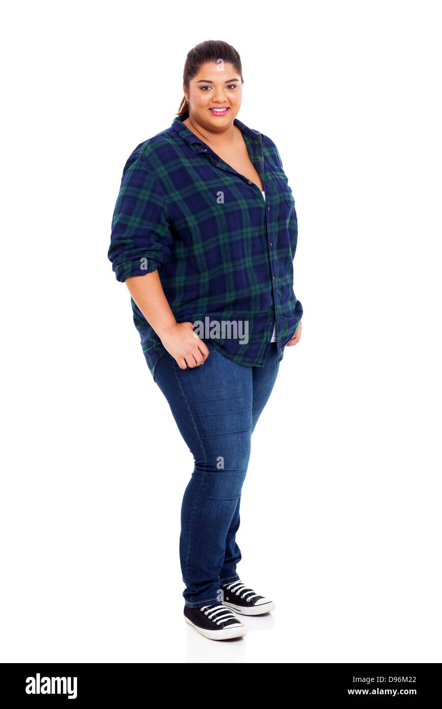 beautiful large woman isolated on white background Stock Photo