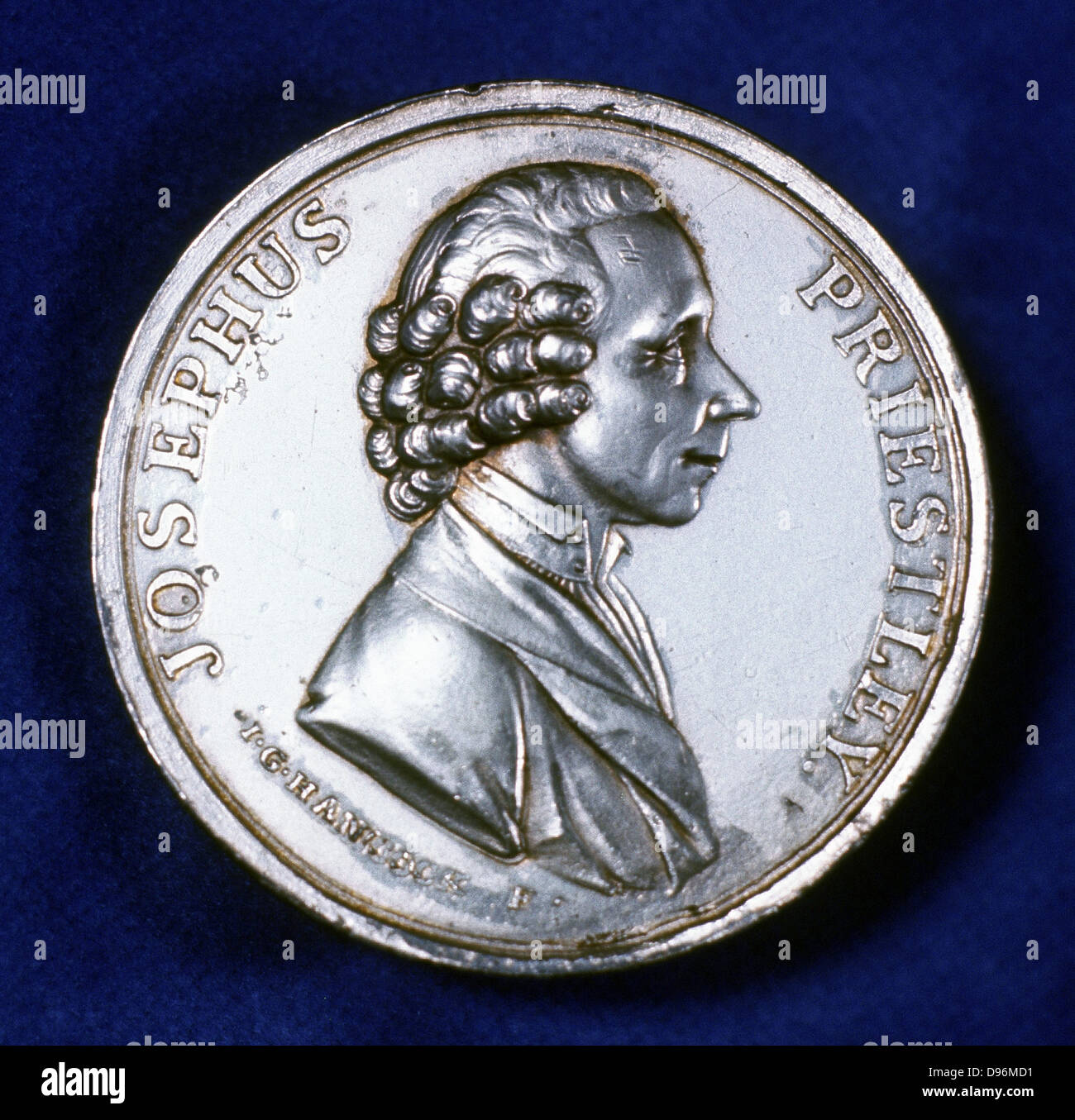 Joseph Priestley (1733-1804) English chemist and Presbyterian minister.  From obverse of commemorative medal dated 1803. Stock Photo