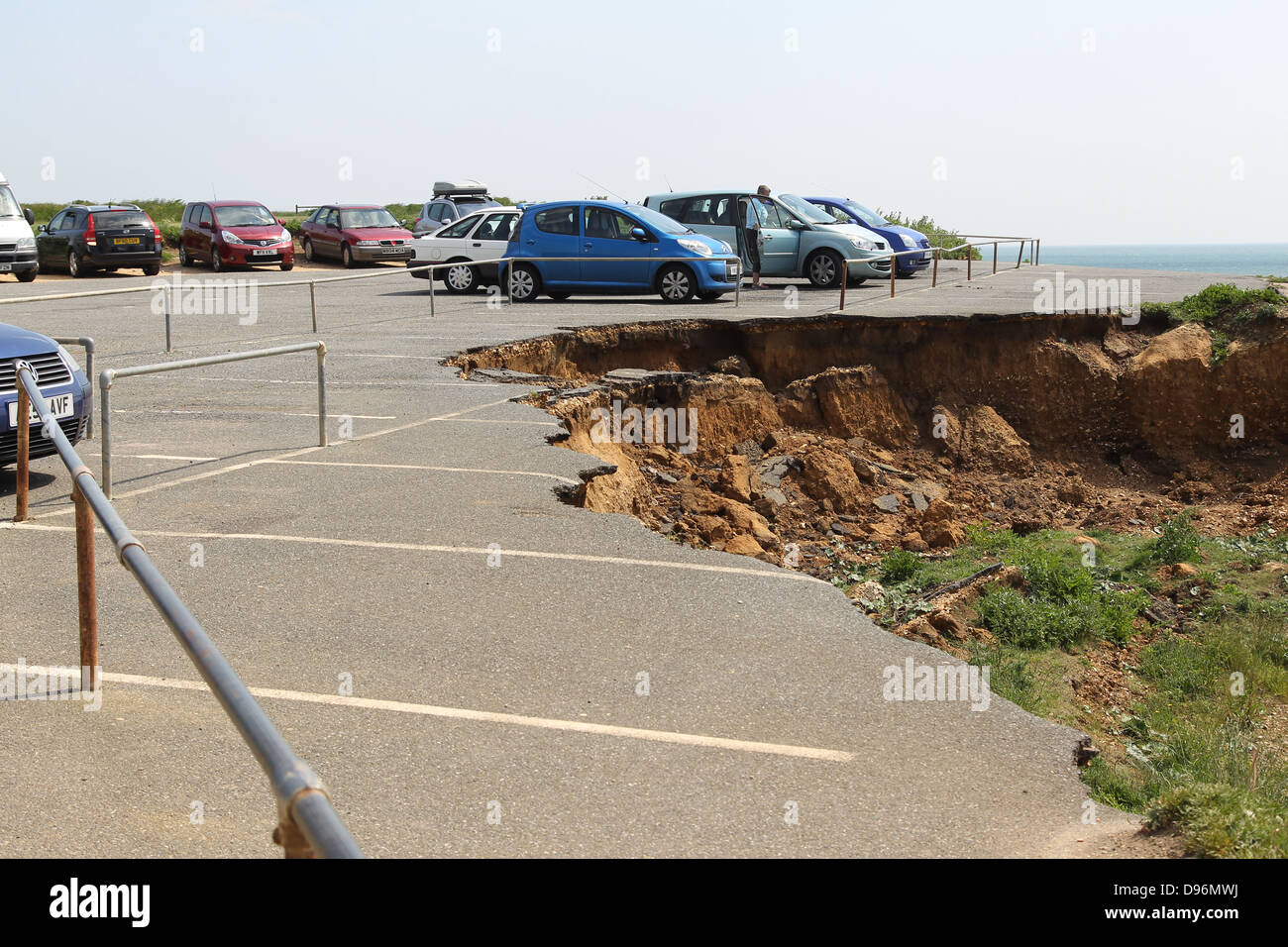 Compton bay car park showing gradual collapse due to erosion Stock