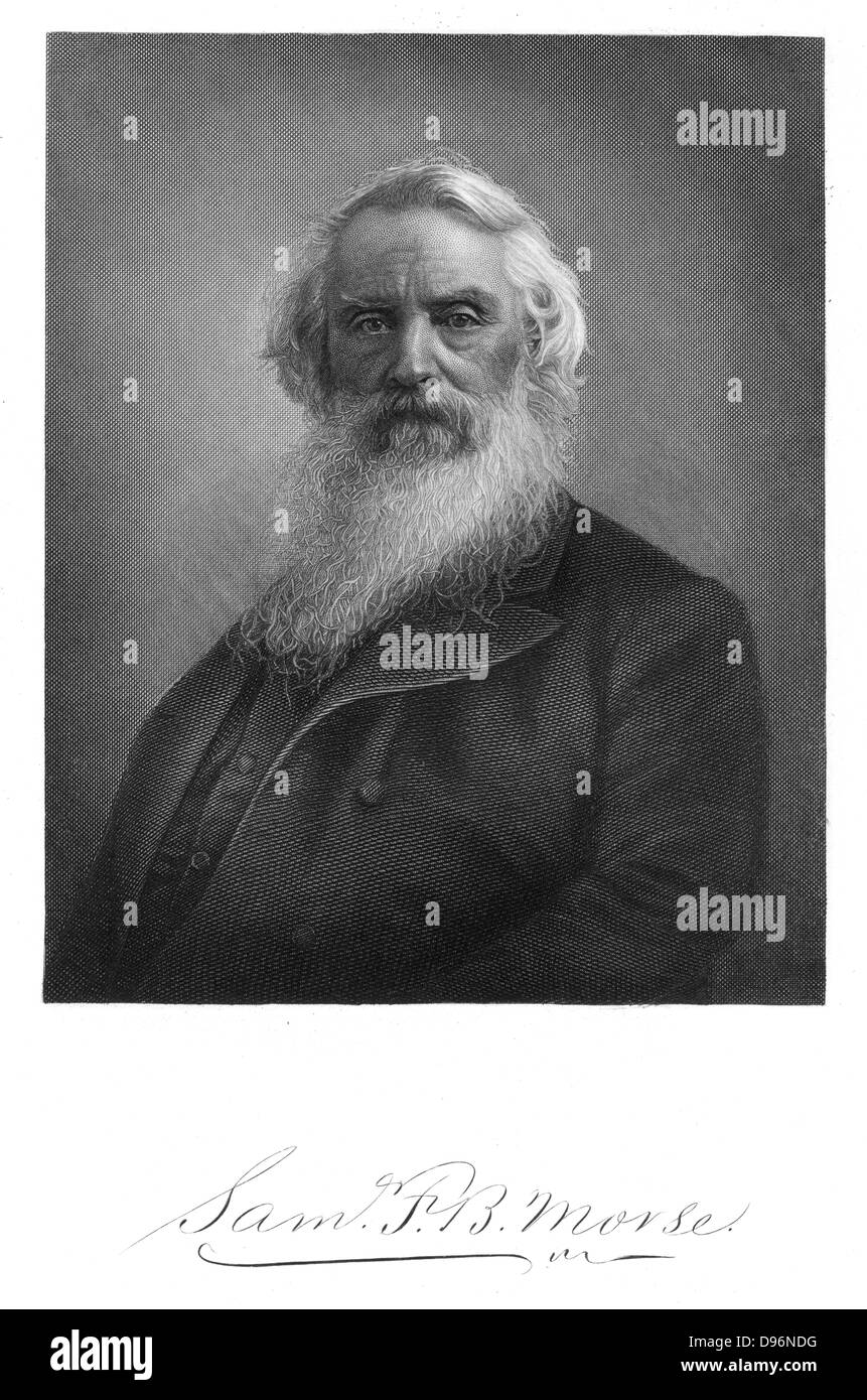 Samuel Finley Breese Morse (1791-1872), American artist and inventor, [1896]. Inventor of the first functional electric telegraph , 1835, and with Alexander Bain (1810-1977) of the Morse code.  Engraving published New York, 1896. Stock Photo