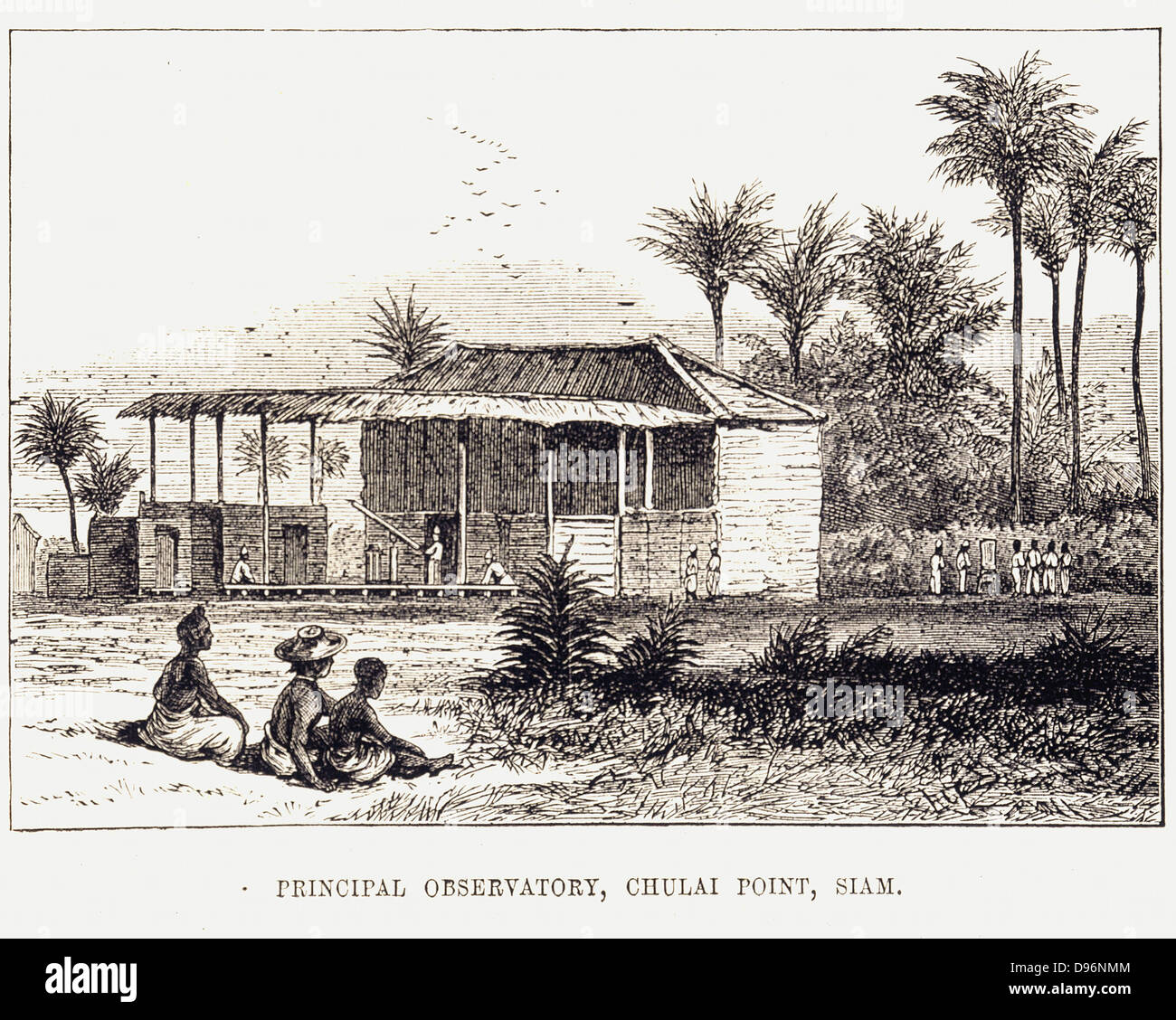 Principal Observatory, Siam. Illustrating the observatory at Chulai Point, in modern day Thailand, used to examine the Transit of Venus in November 1875. From  'The Illustrated London News ' Volume 66  (London, 19 June 1875). Stock Photo
