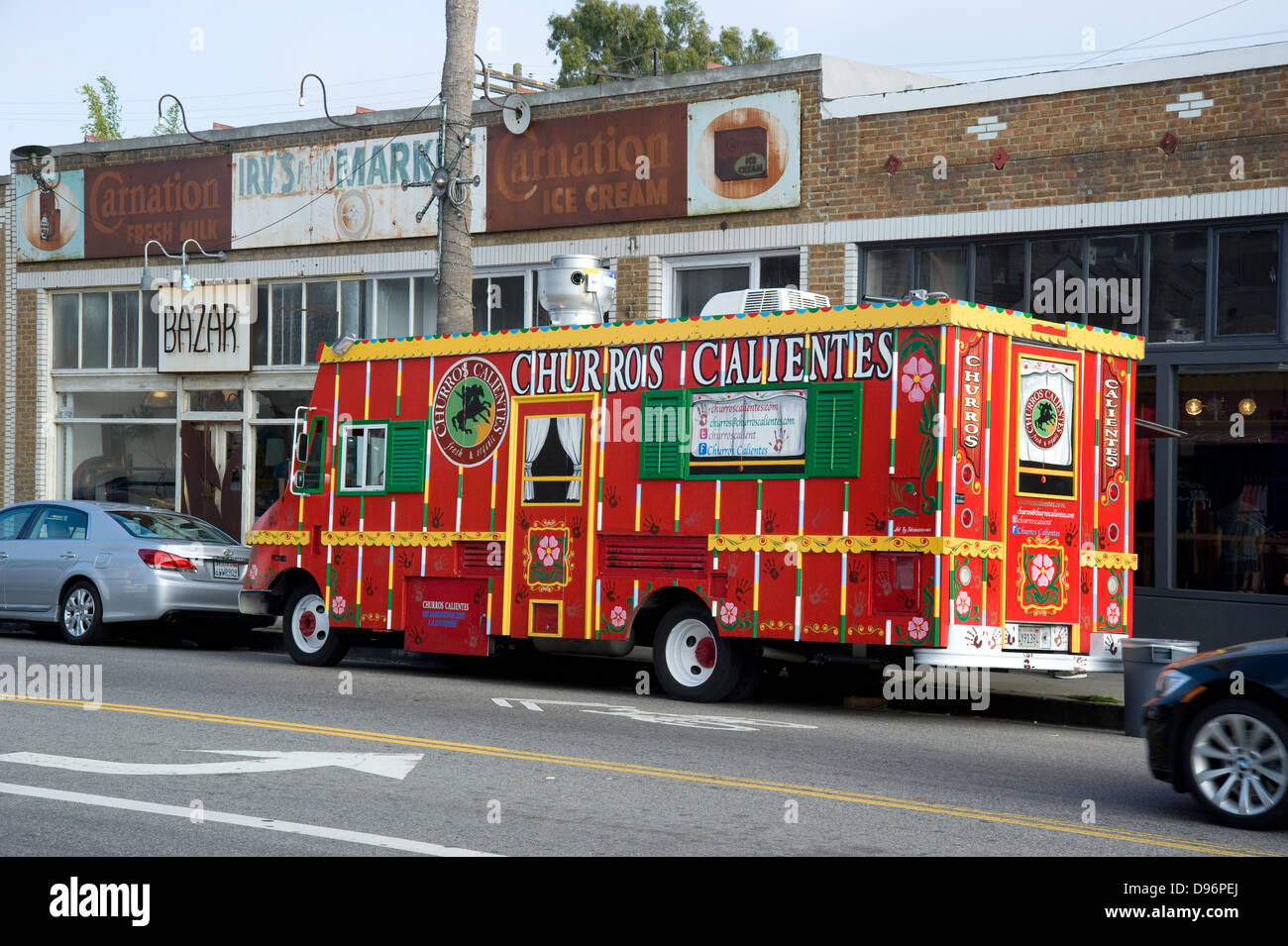 Food Truck parked on Abbot Kinney blvd. in Venice Beach, California Stock Photo