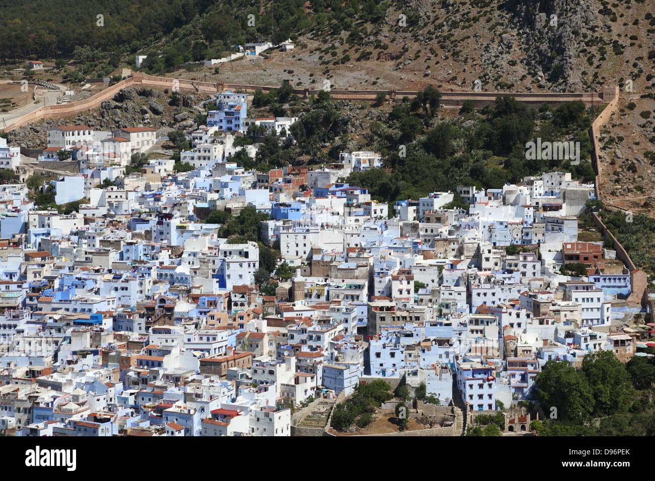View of the colorful town Chefchaouen in Morocco Stock Photo