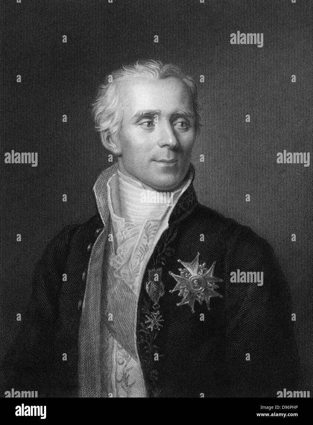 Pierre Simon Laplace (1749-1827), French mathematician and astronomer. [1833]. His five volume 'Mecanique celeste' 1799-1825 was the greatest work on celestial mechanics since Newton's 'Principia'. From 'The Gallery of Portraits', Vol. II, by Charles Knigght (London, 1833). Stock Photo