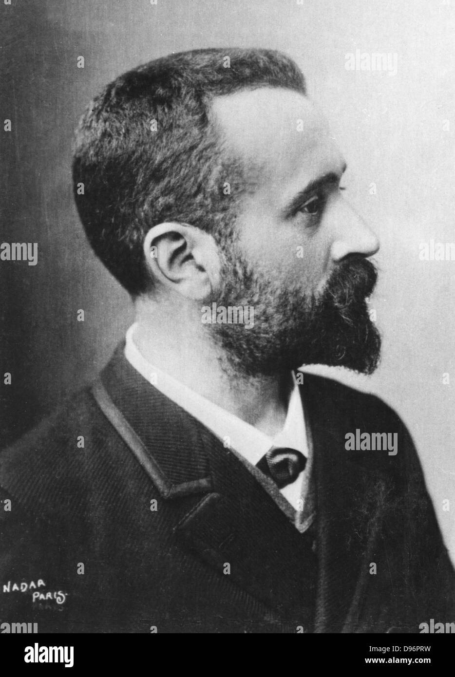 Alphonse Bertillon (1853-1914) French police officer.  In 1880, when Chief of the Paris identification bureau, Bertillon devised a method of identifying criminals using anthropometric measurements.  It was used for a number of years, but was replaced by fingerprinting.  Photo by Nadar, Paris, c1880. Nadar was the pseudonym of Gaspard-Felix Tournachon (1820-1910), French journalist, artist and photographer. Stock Photo
