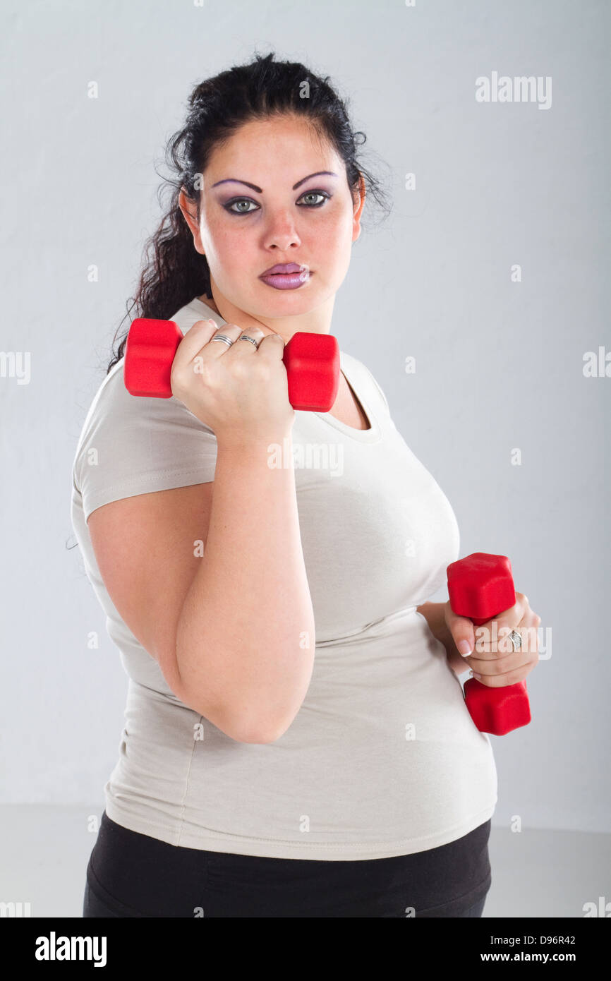 Plus Size woman Getting Ready to Exercise Stock Photo
