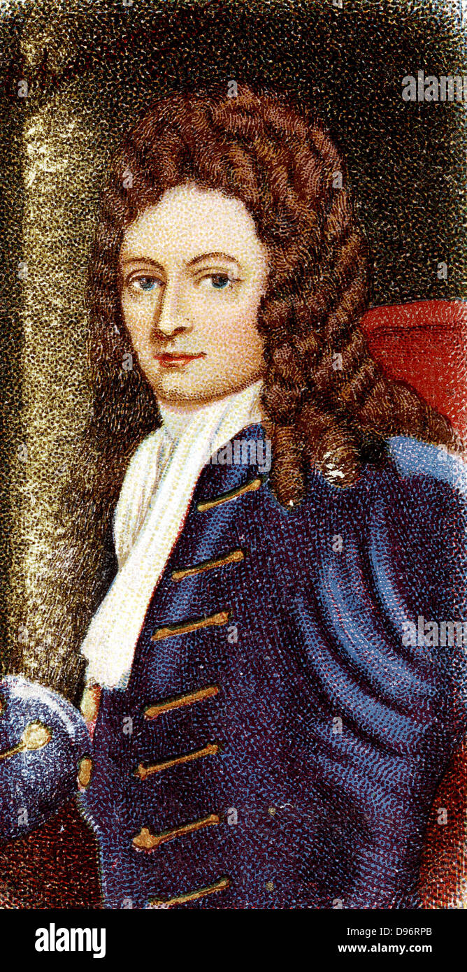 Christopher Wren (1632-1723) English architect, mathematician and physicist. Early 20th century chromolithograph after portrait by Kneller. Stock Photo